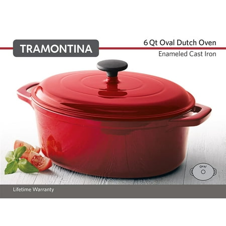 Tramontina 6-Quart Enameled Cast Iron Dutch Oven with Lid, Red