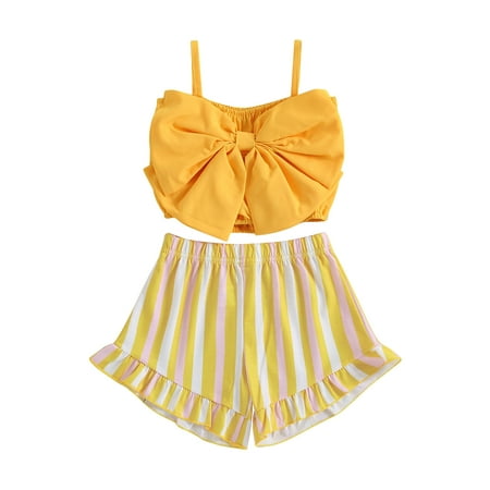 Summer Kids Toddler Girl Outfits Sleeveless Bow Front Tops + Ruffle Shorts Set Clothes
Summer Kids Toddler Girl Outfits Sleeveless Bow Front Tops + Ruffle Shorts Set Clothes