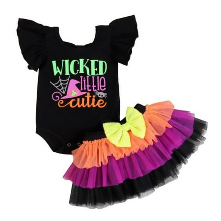 Promotion Baywell Newborn Baby Girls Clothes Set Halloween Suit With Bow Knot On The Back Letter Printed Bodysuit + Net Gauze Skirt
Promotion Baywell Newborn Baby Girls Clothes Set Halloween Suit With Bow Knot On The Back Letter Printed Bodysuit + Net Gauze Skirt