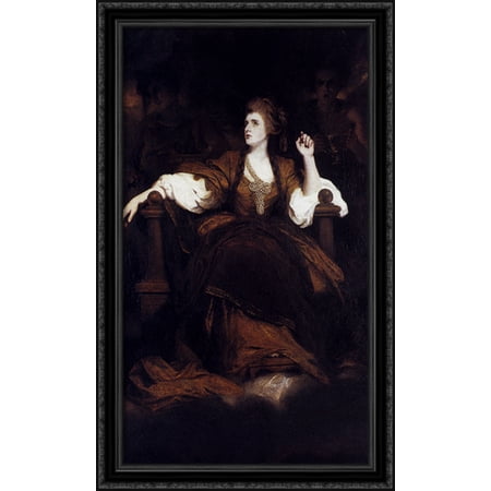 Portrait of Mrs. Siddons as the Tragic Muse 24x40 Large Black Ornate Wood Framed Canvas Art by Joshua Reynolds