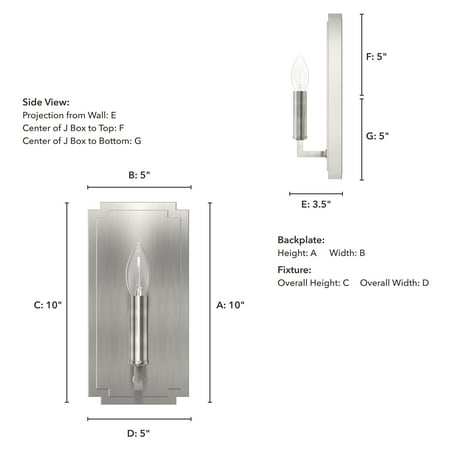 Hunter Zoanne Brushed Nickel 1 Light Sconce Wall Light Fixture