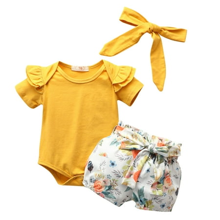 FRSASU Clearance Toddler Kids Short-sleeved Top Floral Shorts Hair Band Clothes Set Yellow 110(110)
FRSASU Clearance Toddler Kids Short-sleeved Top Floral Shorts Hair Band Clothes Set Yellow 110(110)