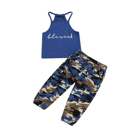 Gupgi ler Baby Girls Clothes Sets Blessed Outfits Halter Crop Cami Tank Top Camouflage Sweatsuit Pants Set
Gupgi ler Baby Girls Clothes Sets Blessed Outfits Halter Crop Cami Tank Top Camouflage Sweatsuit Pants Set