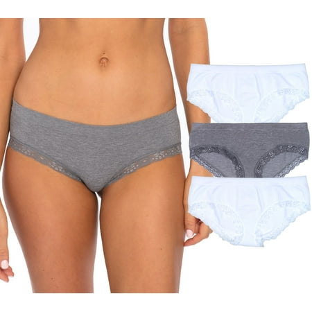 Rene Rofe Women s 4 Pack Seamless Hipster Panties GW Large Grey/White