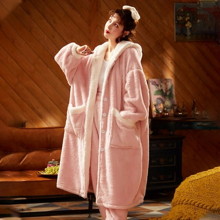 PIKADINGNIS Women Sleepwear Plus Size XXL Winter Pyjamas Intensification Nighty Loose Version Medium Style Hooded Pajamas Plush Pajama set
PIKADINGNIS Women Sleepwear Plus Size XXL Winter Pyjamas Intensification Nighty Loose Version Medium Style Hooded Pajamas Plush Pajama set