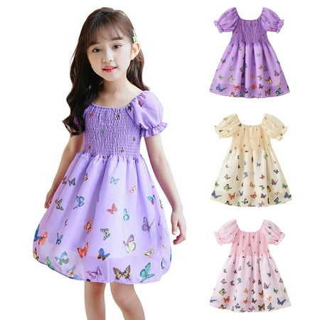 GYRATEDREAM Toddler Girl Butterfly Dress Summer Boho Sundress Puff Sleeve A Line Ruffle Dresses Onepiece 1-7 Years
GYRATEDREAM Toddler Girl Butterfly Dress Summer Boho Sundress Puff Sleeve A Line Ruffle Dresses Onepiece 1-7 Years