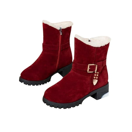 Daeful Womens Snow Booties Warm Winter Faux Fur Suede Shoes Square Heels Ankle Boots Red 5
Daeful Womens Snow Booties Warm Winter Faux Fur Suede Shoes Square Heels Ankle Boots Red 5