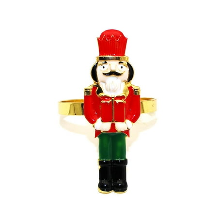 IKOMMI Christmas Nutcracker Napkin Ring Cute Napkin Ring Holders Metal Napkin Ring for Party