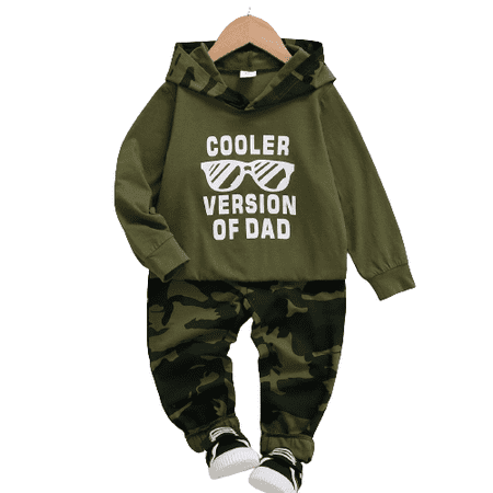 Kucnuzki 2T Toddler Boy Fall-Winter Outfits Pants Sets 3T Toddler Boy Long Sleeve COOLER VERSION OF DAD Letter Prints Hooded Sweatshirt Tops Elastic Camouflage Prints Pants 2PCS Set Green
Kucnuzki 2T Toddler Boy Fall-Winter Outfits Pants Sets 3T Toddler Boy Long Sleeve COOLER VERSION OF DAD Letter Prints Hooded Sweatshirt Tops Elastic Camouflage Prints Pants 2PCS Set Green
