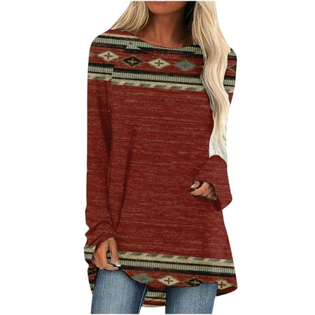 Ziloco Women Casual Long Sleeve Round Neck Tops Loose Blouse Folk-custom Printed Shirts fall sweaters for women black corset tops for women Red L
Ziloco Women Casual Long Sleeve Round Neck Tops Loose Blouse Folk-custom Printed Shirts fall sweaters for women black corset tops for women Red L