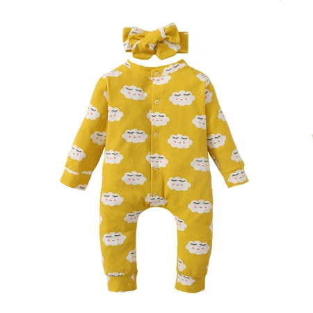 KIMI BEAR Newborn Baby Girls Romper Outfits 3 Months Newborn Girls Fall Winter Clothes 6 Months Baby Girls Cute Cloud Pattern Print Long Sleeve Jumpsuits Headband 2PCs Set Yellow
KIMI BEAR Newborn Baby Girls Romper Outfits 3 Months Newborn Girls Fall Winter Clothes 6 Months Baby Girls Cute Cloud Pattern Print Long Sleeve Jumpsuits Headband 2PCs Set Yellow