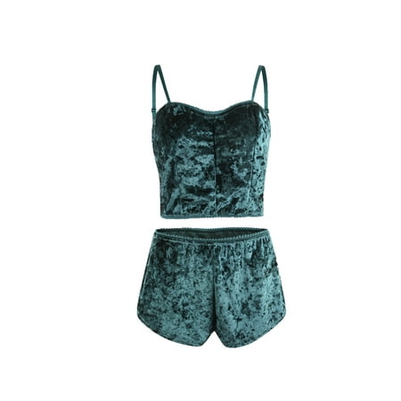 wsevypo Women summer sleepwear clothes Velvet solid V Neck Crop top + shorts night slim pajamas set
wsevypo Women summer sleepwear clothes Velvet solid V Neck Crop top + shorts night slim pajamas set
