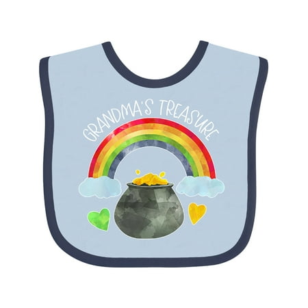 Inktastic Grandma s Treasure St. Patrick s Day Rainbow and Gold Gift Baby Boy or Baby Girl Bib