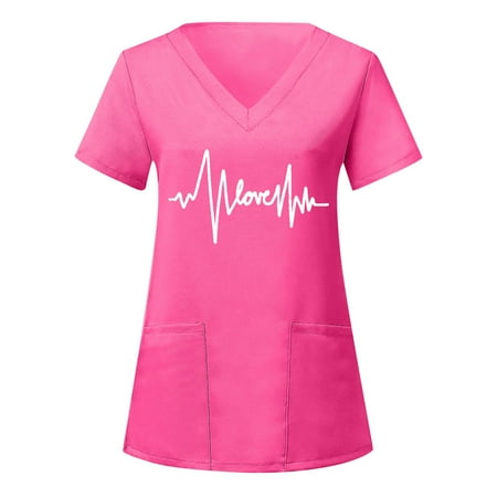TAIAOJING Scrubs for Women Workwear Short Sleeve V Neck Heart Printed Top Nursed Working T Shirts Blouse With Pockets
TAIAOJING Scrubs for Women Workwear Short Sleeve V Neck Heart Printed Top Nursed Working T Shirts Blouse With Pockets
