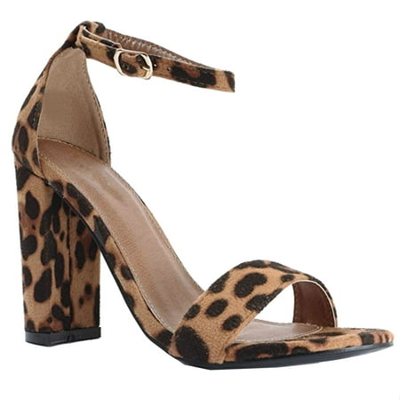 SNJ Women s Chunky Heel Ankle Buckle Strap High Heel Sandal