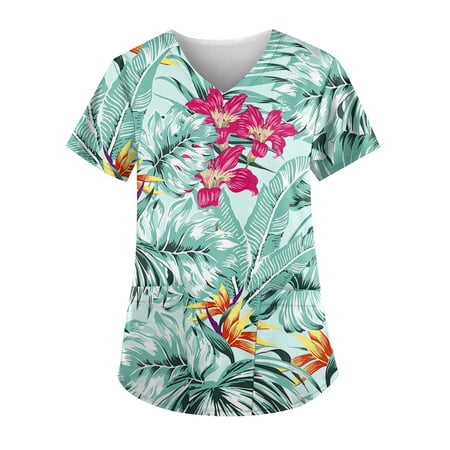 TKing Fashion Women Plus Size Scrubs Top V-Neck Short Sleeve Animal Print Pockets Work Blouse for Women Green XL
TKing Fashion Women Plus Size Scrubs Top V-Neck Short Sleeve Animal Print Pockets Work Blouse for Women Green XL