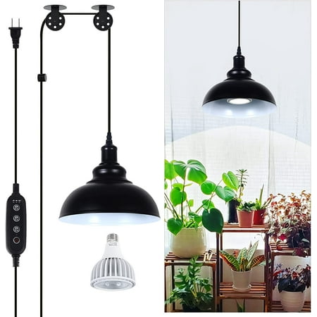 Hanging Grow Lights for Indoor Plants Full Spectrum Plant Light for Growing with 20W COB Grow Light Bulb LED Grow lamp with 2 Pulleys 4/8/12H Timer 19ft Cord for Seed Plant Flower Output
Hanging Grow Lights for Indoor Plants Full Spectrum Plant Light for Growing with 20W COB Grow Light Bulb LED Grow lamp with 2 Pulleys 4/8/12H Timer 19ft Cord for Seed Plant Flower Output