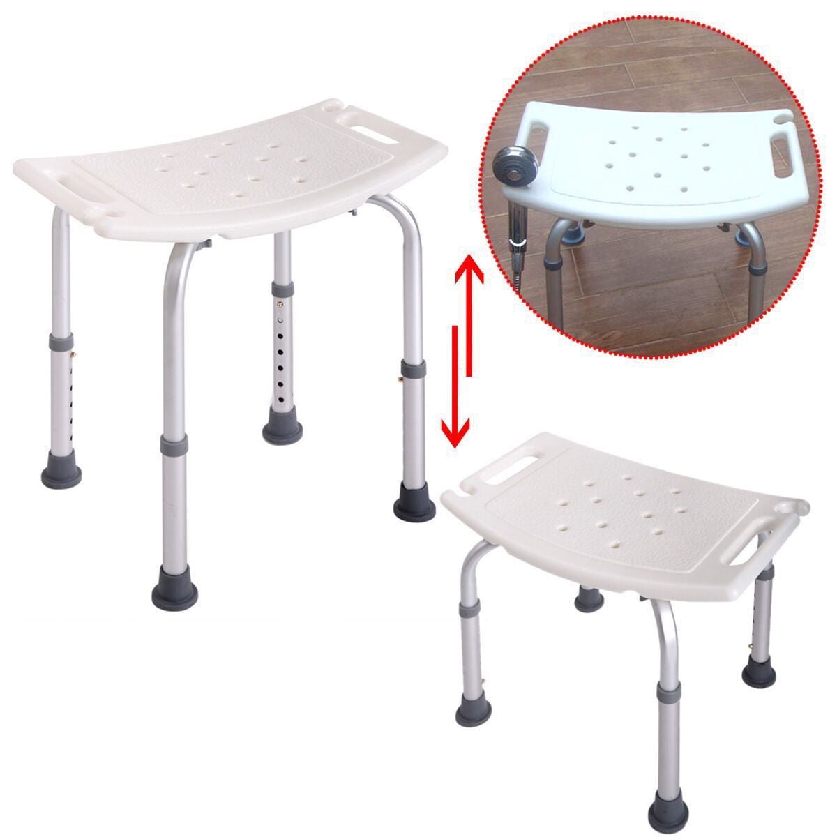 Zimtown Adjustable Height Medical Elderly Bath Shower Chair Bench Stool