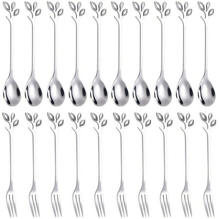 Dessert Spoon Fork Set 20 Pcs 4.7 Inch Cake Fork Coffee Spoon Silver Leaf Fruit Fork (10 Spoon + 10 Fork)
Dessert Spoon Fork Set 20 Pcs 4.7 Inch Cake Fork Coffee Spoon Silver Leaf Fruit Fork (10 Spoon + 10 Fork)