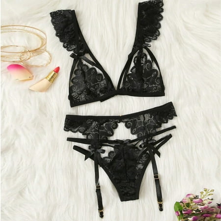 Cathalem Panties Lingerie Set Underwear Panty 3-Pc Lingerie Bra Lace Garter and Women Straps Womens Lingerie Underwear Black Large
Cathalem Panties Lingerie Set Underwear Panty 3-Pc Lingerie Bra Lace Garter and Women Straps Womens Lingerie Underwear Black Large