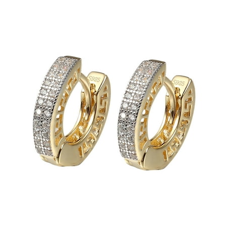 icy Two Row Silver Men Women Hoop Earrings