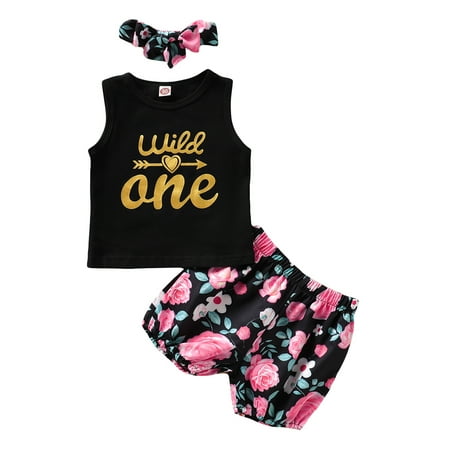 Mikrdoo Baby Girls Outfits wild one Vest Floral Shorts Headband 3Pcs Summer Clothes Set Black 9-12 Months
Mikrdoo Baby Girls Outfits wild one Vest Floral Shorts Headband 3Pcs Summer Clothes Set Black 9-12 Months