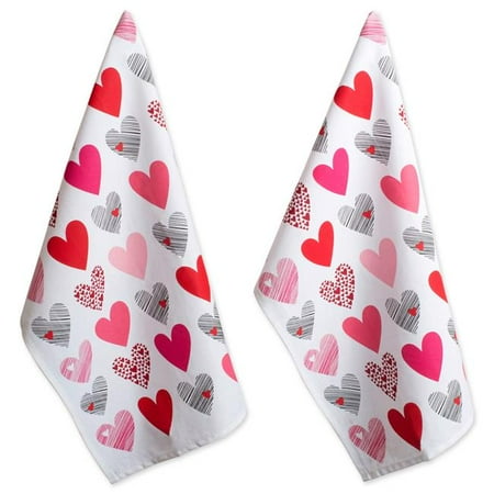 Hearts Collage Printed Dishtowel Set - Set of 2