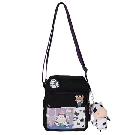 COBBEKO Harajuku Cow Pattern Canvas Bag Women Shoulder Messenger Girls Transprant Crossbody Bags with Cute Pendant
COBBEKO Harajuku Cow Pattern Canvas Bag Women Shoulder Messenger Girls Transprant Crossbody Bags with Cute Pendant