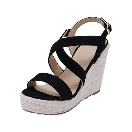 Sandals for Women Platform Ankle Strap Womens Sandals Open Toe Espadrille Wedge Sandals for Women Casual Summer Womens Shoes