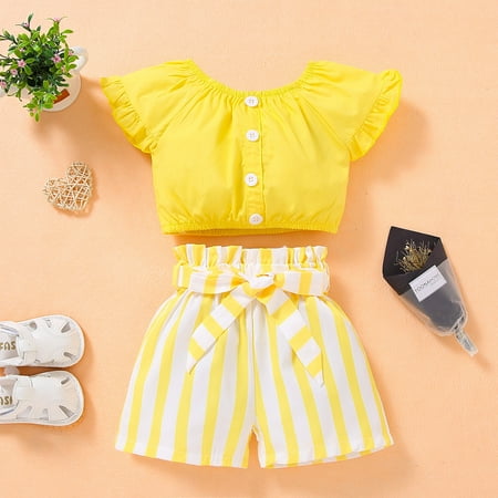 Hunpta Baby Kids Girl s Outfits Solid Color Short Sleeve O Neck Crop Casual Button Tops+Stripe Print Shorts 2PCS Clothes Set
Hunpta Baby Kids Girl s Outfits Solid Color Short Sleeve O Neck Crop Casual Button Tops+Stripe Print Shorts 2PCS Clothes Set