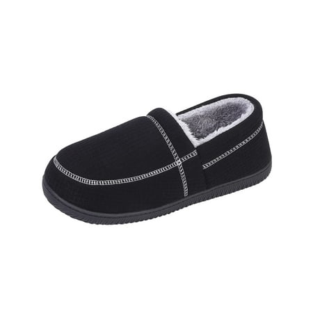 Men s Moccasin Slippers Slip on House Shoes Fuzzy Wool-Like Lining House Slippers