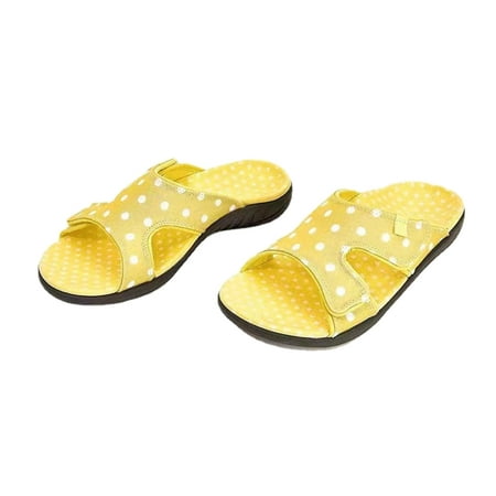 

JeashCHAT Women s Slide Sandals Polka Dots Beach Sandals Fashion Orthotic Slides Slip On Thick Cushion Slippers Sandals with Arch Support