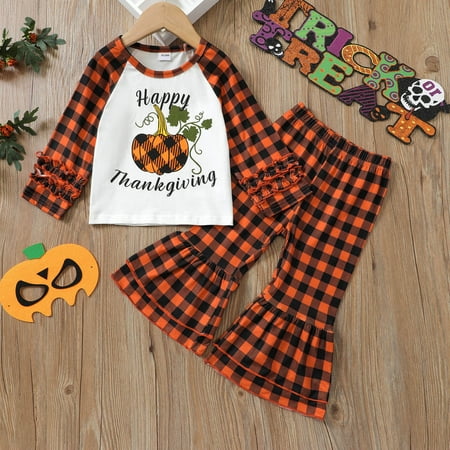 Ozmmyan Halloween Costumes Toddler Baby Halloween Pumpkin Letter Print Long Sleeve Top + Plaid Flare Pants
Ozmmyan Halloween Costumes Toddler Baby Halloween Pumpkin Letter Print Long Sleeve Top + Plaid Flare Pants