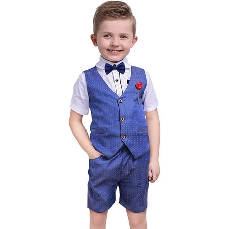Boys Suit Toddlers Tuxedos Outfit Kids Short Dress Suit for Summer Formal Wear