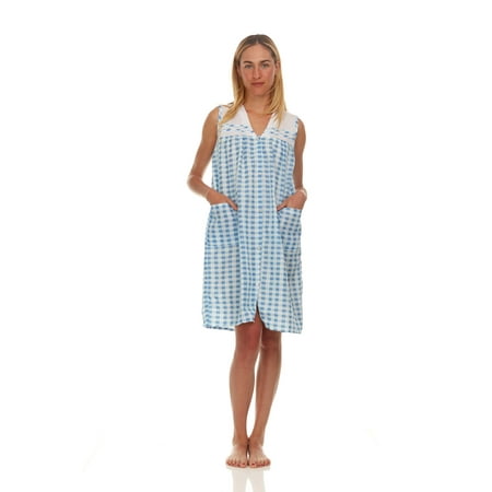 Lati Fashion Women Snaps Front Duster Short Sleeve Female Nightgowns & Sleepshirts Blue Size X-Large
Lati Fashion Women Snaps Front Duster Short Sleeve Female Nightgowns & Sleepshirts Blue Size X-Large