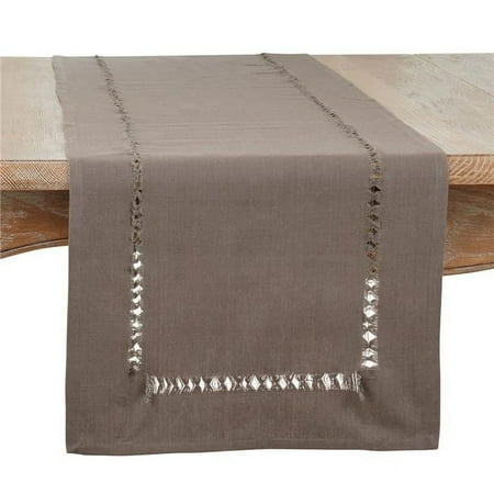 16 x 72 in. Hemstitched Border Table Runner Grey