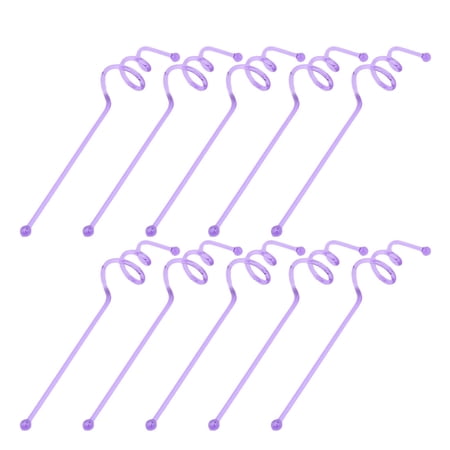 Bar Plastic Tea Juice Wine Stirring Rod Swirl Swizzle Stick Stirrer Purple 10pcs