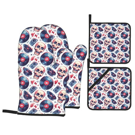Oven Mitts and Pot Holders Sets 4 pcs record rock music Skull Non-Slip Oven Gloves Potholders Soft Quilted Lining Heat Resistant Gloves Hot Pads for Kitchen Baking Cooking
Oven Mitts and Pot Holders Sets 4 pcs record rock music Skull Non-Slip Oven Gloves Potholders Soft Quilted Lining Heat Resistant Gloves Hot Pads for Kitchen Baking Cooking