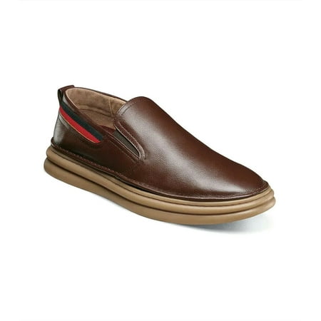 Stacy Adams Delmar Plain Toe Slip On Leather Shoes Chocolate 25508-202