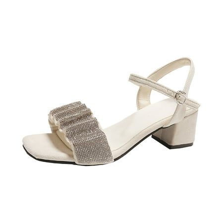 Summer Saving Clearance! Kukoosong Block Heels for Women Fashionable Outer-wear Square Head Shoes Diamond Flat Bottom Square Heel Womens Sandals Beige 39
Summer Saving Clearance! Kukoosong Block Heels for Women Fashionable Outer-wear Square Head Shoes Diamond Flat Bottom Square Heel Womens Sandals Beige 39