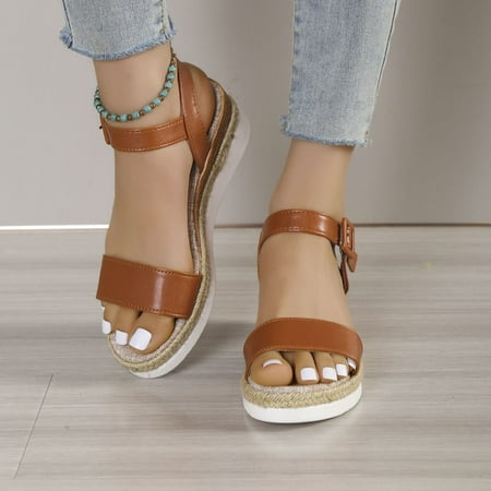 Josdec Womens Shoes Clearance Plus-size One-line Buckle Solid Color Sandals Platform Straw Wedges
Josdec Womens Shoes Clearance Plus-size One-line Buckle Solid Color Sandals Platform Straw Wedges