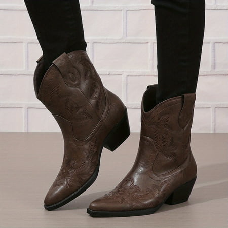 ZNGYXN Women‘s Retro Western Cowboy Boots Solid Color Pointed Toe Embroidery Chunky Low Heeled Boots V-cut Pull On Ankle Boots
ZNGYXN Women‘s Retro Western Cowboy Boots Solid Color Pointed Toe Embroidery Chunky Low Heeled Boots V-cut Pull On Ankle Boots