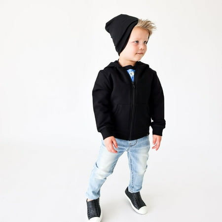 Unisex Organic Cotton Full Zip Hoodie - Jet Black Size 2 Years