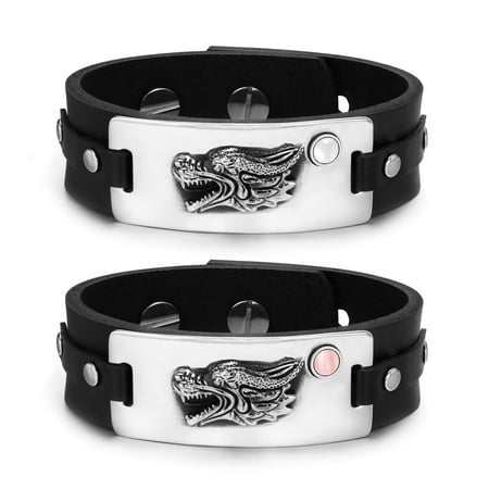 Courage Dragon Protection Amulets Love Couples Set Pink and White Simulated Cats Eye Leather Bracelets