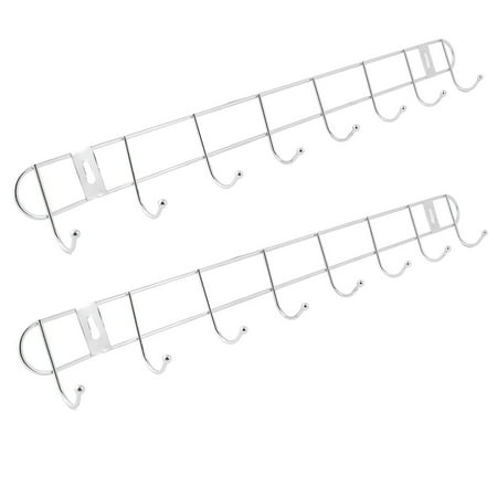 2 Pieces 8-Hooks Stainless Steel Rack Clothes Towels Wall Ha