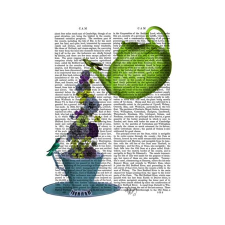 Teapot, Cup and Flowers, Green and Blue Print Wall Art By Fab Funky