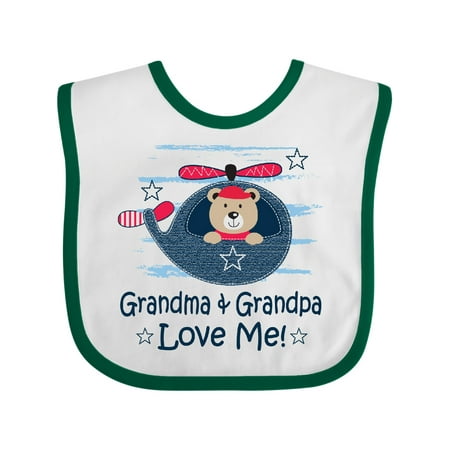 Inktastic Grandma and Grandpa Love Me Boys Gift Baby Boy or Baby Girl Bib