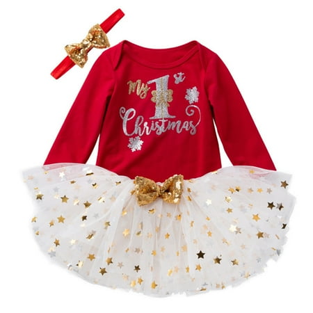 Jgppe Newborn Baby Girl Christmas Outfit 3 Piece Long Sleeve Romper Tulle Dress with Headband 0-12 Months
Jgppe Newborn Baby Girl Christmas Outfit 3 Piece Long Sleeve Romper Tulle Dress with Headband 0-12 Months