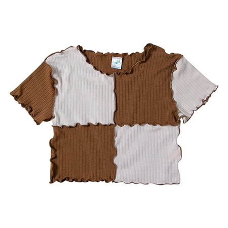 Toddler Girls T-Shirt Tops Colorblock Wood Ear Edge Round Neck Ribbed Knit Short Sleeve Cute Clothes Summer Casual
Toddler Girls T-Shirt Tops Colorblock Wood Ear Edge Round Neck Ribbed Knit Short Sleeve Cute Clothes Summer Casual