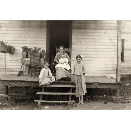 Hine Poverty 1911 Na Mother Of An Unemployed Mill Worker With Her Two Daughters And Baby In South Boston Virginia Photograph By Lewis Hine June 1911 Poster Print by Granger Collection